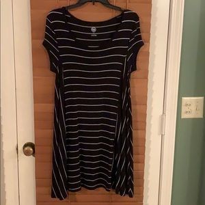 Black and white striped T-shirt dress